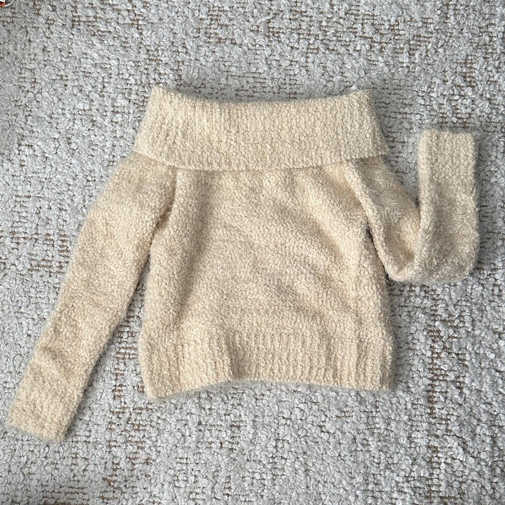 MINKPINK Cozy Cream Off-Shoulder Sweater